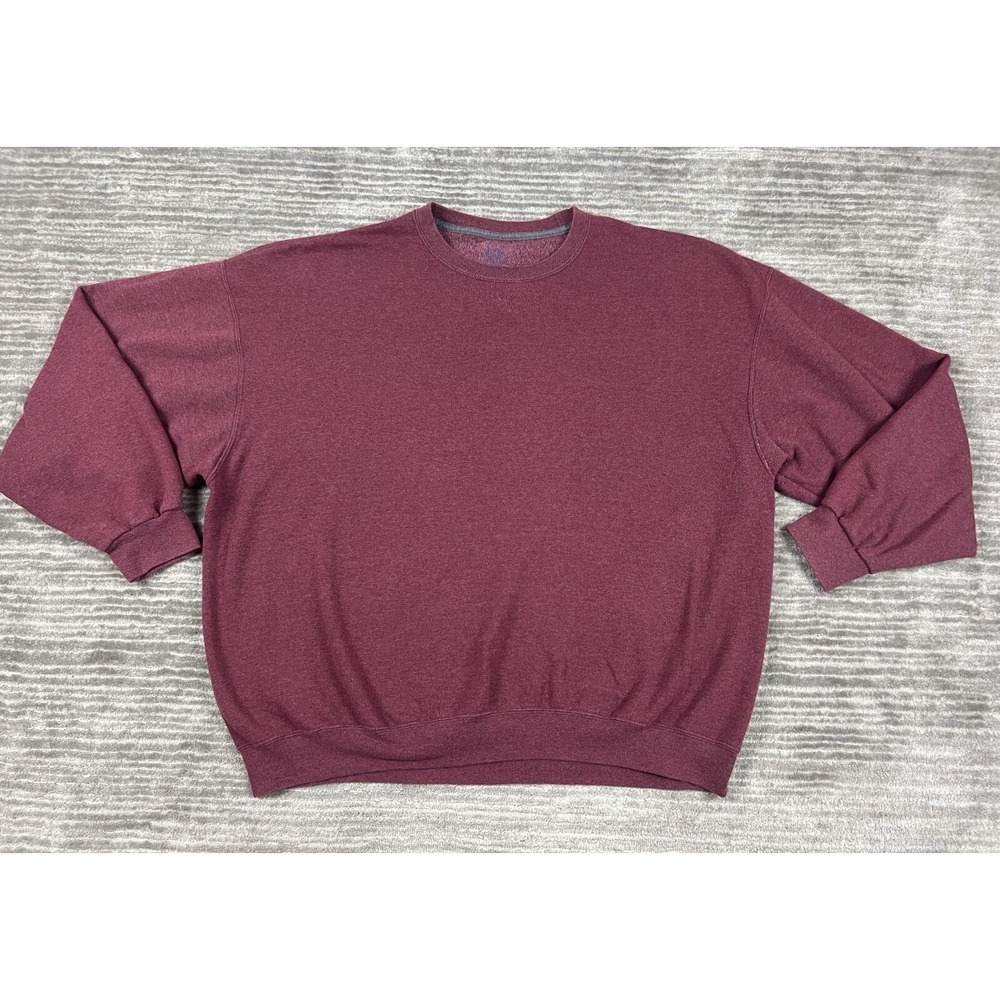 Fruit of the Loom Sweatshirt Mens 3XL Maroon Heathered Crewneck Pullover Basic